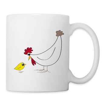 Illustration amusante de poulet et poussin - Mug blanc - blanc - Droite