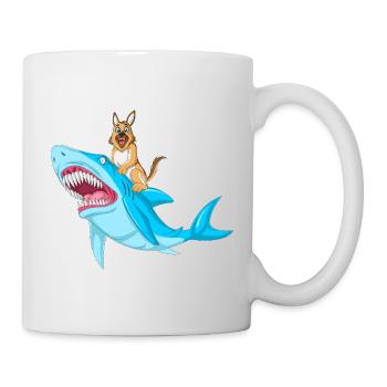 German Shepherd Shark Ride - Mug - white - Right
