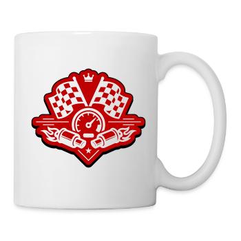 Racing Rennflagge Auspuff Tacho - Tasse - Weiß - Rechts