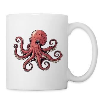 Tintenfisch Illustration in Pink - Tasse - Weiß - Rechts