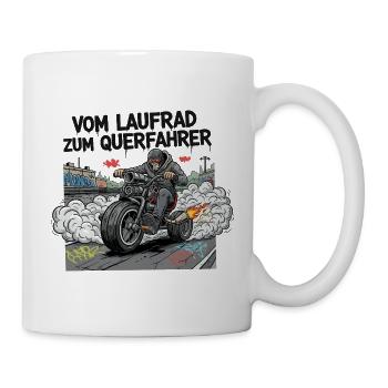 De la draisienne au cycliste latéral - Mug blanc - blanc - Droite