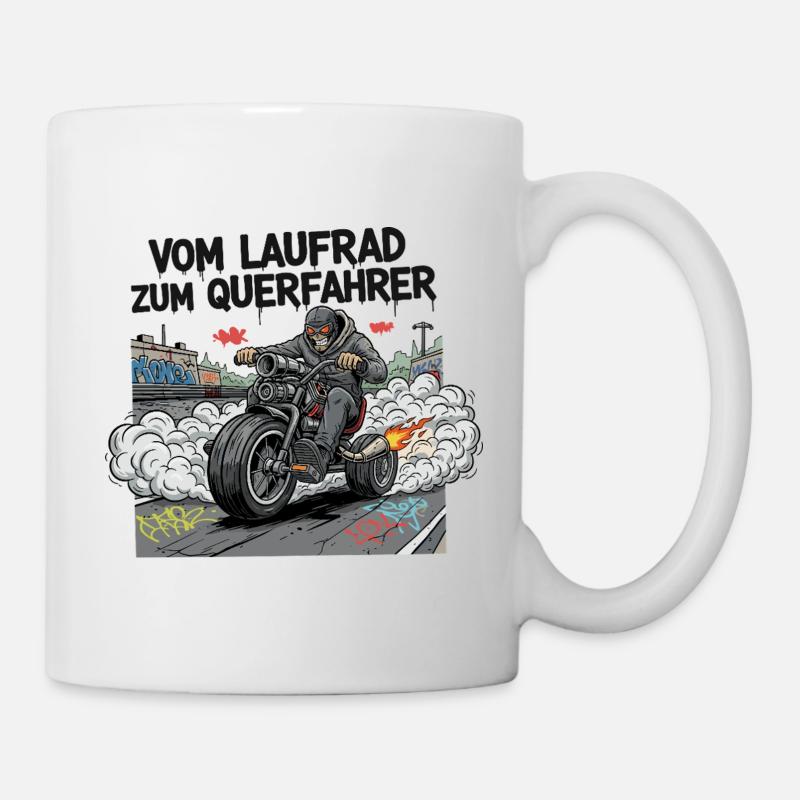 De la draisienne au cycliste latéral - Mug blanc - blanc