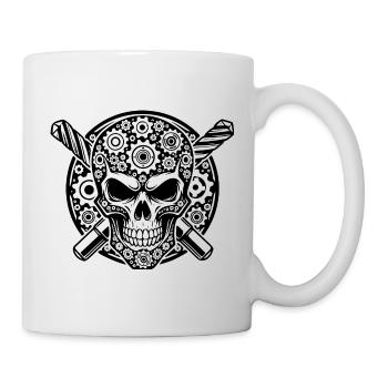 CNC Skull – Machinist Skull with Gears - Mug - white - Right