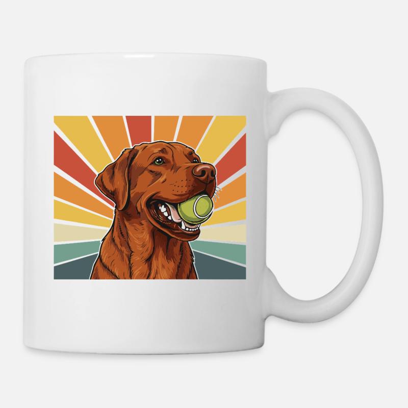 Fox Red Labrador mit Ball im Maul Retro Design - Tasse - Weiß