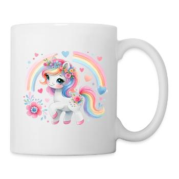 Einhorn Kinder Blumen Mädchen Fabeltier - Tasse - Weiß - Rechts