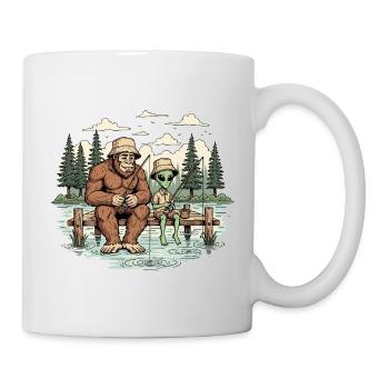 Pêche, Pêcheur, Pêcheur, Pêche, Bigfoot, Alien - Mug blanc - blanc - Droite