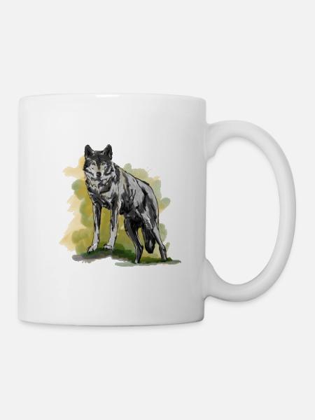 Wolfsblick und Naturkunst - Tasse - Weiß