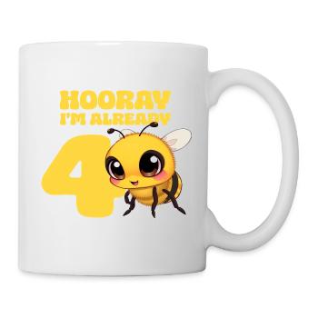 Biene - Hourra j’ai déjà 4 ans - Mug blanc - blanc - Droite