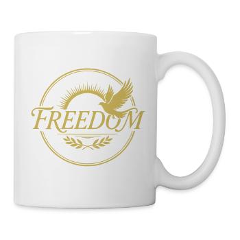 Freiheitsvogel Design mit Sonnenstrahlen - Tasse - Weiß - Rechts