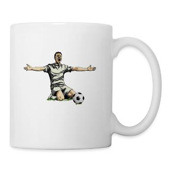 Cheering soccer player on the floor - Mug - white - Right