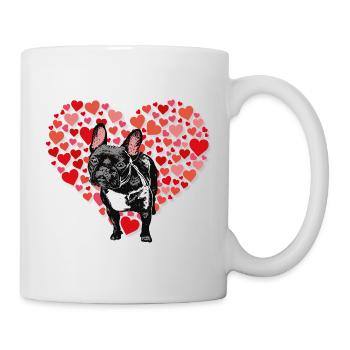 Herzförmige Hundemotiv in Rosa und Rot - Tasse - Weiß - Rechts