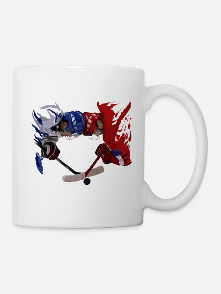 Eishockey Duell Blau Rot - Tasse - Weiß