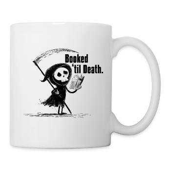 Booked 'til Death | Funny Grim Reaper Reading - Mug - white - Right