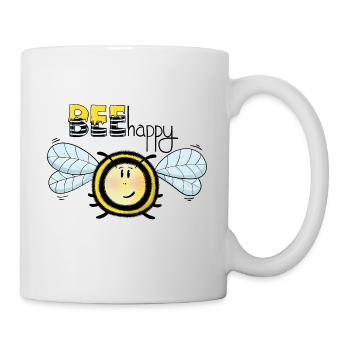 Bee Happy fröhliche Biene - Tasse - Weiß - Rechts