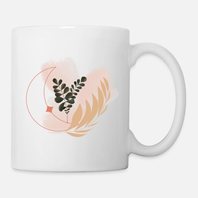 Pastel Flora Circle Leaves - Mug - white