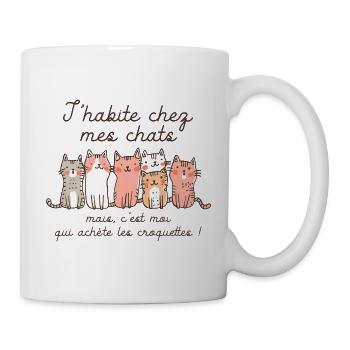 j'habite chez mes chats humour drole animaux - Mug blanc - blanc - Droite
