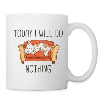 Aujourd'hui je ne ferai rien chat drôle - Mug blanc - blanc - Droite