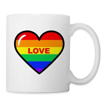 Regenbogen Herz Liebe - Tasse - Weiß - Rechts