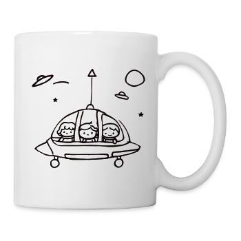 Small UFO crew in space - Mug - white - Right
