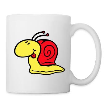 Snail cheeky tongue sticking out quickly small - Mug - white - Right