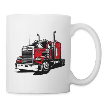 Illustration de la ligne de camion rouge - Mug blanc - blanc - Droite