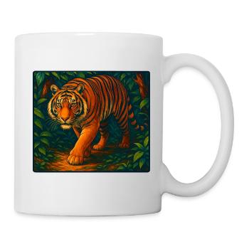 Tiger Stalks in Jungle, Love Big Cats  - Mug - white - Right