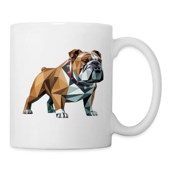 Bulldog - Cooles Low Poly Logo - Tasse - Weiß - Rechts