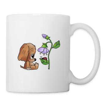 Hund_und_Blume - Tasse - Weiß - Rechts