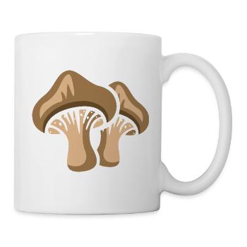 Zwei Cartoon-Pilze – Lustiges Natur & Wald Design - Tasse - Weiß - Rechts