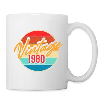 Jahrgang 1980er Retro Design 80er Jahre - Tasse - Weiß - Rechts