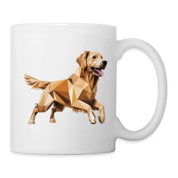 Golden Retriever - Cooles Low Poly Logo - Tasse - Weiß - Rechts
