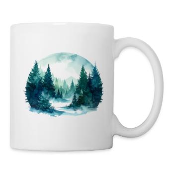 Ombres d’épinette – aquarelle de forêt d’hiver - Mug blanc - blanc - Droite