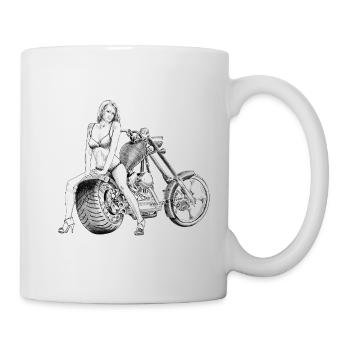 Bikini on the chopper - Mug - white - Right