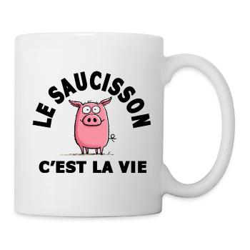 le saucisson c'est la vie humour - Mug blanc - blanc - Droite