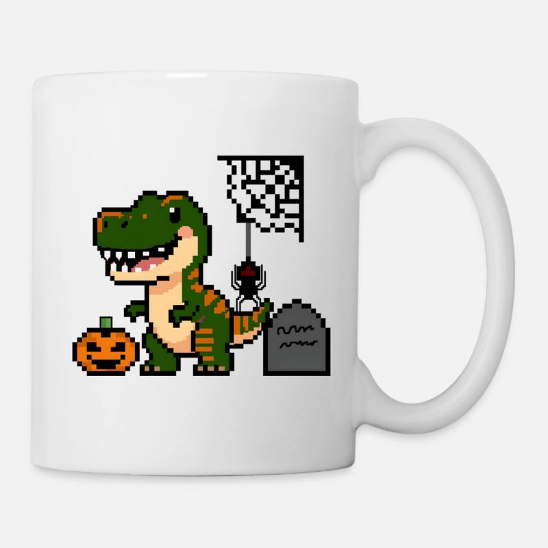 Pixel Art Dinosaurs for Halloween! 🎃🦖 - Mug - white