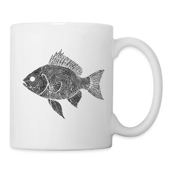 Angeln Fisch Kunstwerk Angler - Tasse - Weiß - Rechts