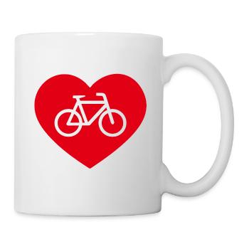 Bicycle with heart - Mug - white - Right