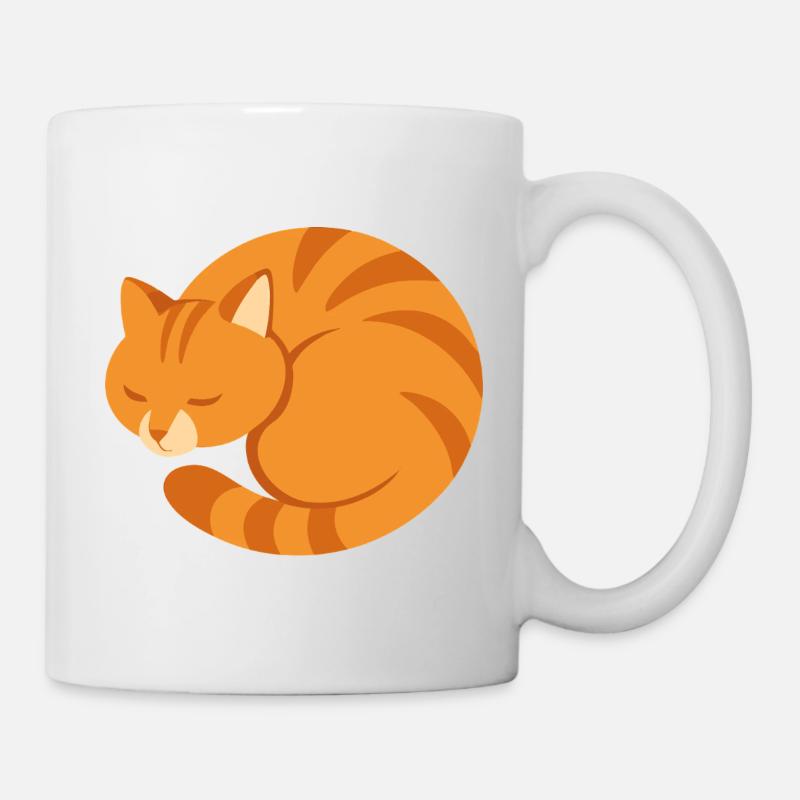 Orangefarbene schlafende Katze im minimalistischen Stil - Tasse - Weiß