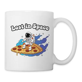 Astronaut on pizza in space - Mug - white - Right