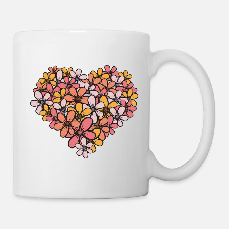 Coeur de fleur motif floral - Mug blanc - blanc