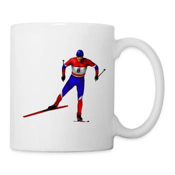 Skieurs Rouge Bleu Blanc – Style dynamique - Mug blanc - blanc - Droite