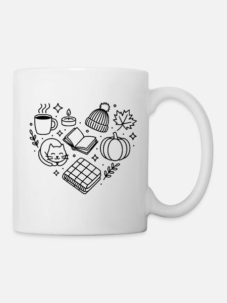 Herbst Herz, herbstliche Gemütlichkeit, herbstlich - Tasse - Weiß