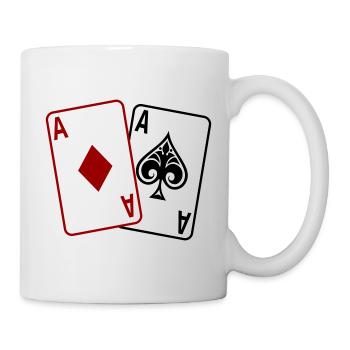 Poker Karten – Texas Hold’em Casino Design - Tasse - Weiß - Rechts
