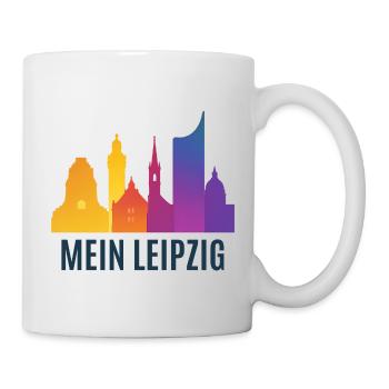 Leipzig Farbverlauf Skyline - Tasse - Weiß - Rechts
