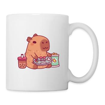 Cute Capybara Playing Video Games With Boba Tea - Mug - white - Right