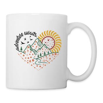 Adventure Awaits – Inspired by 70s Travel Posters - Mug - white - Right
