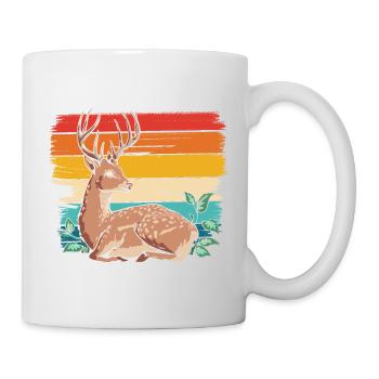 Reh im Retro Stil - Tasse - Weiß - Rechts