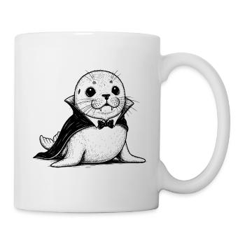 Cartoon Baby Seal in Vampire Costume - Mug - white - Right