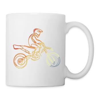 Vintage Motocrossfahrer Skizze - Tasse - Weiß - Rechts