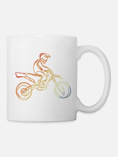 Vintage Motocross Rider Sketch - Mug - white